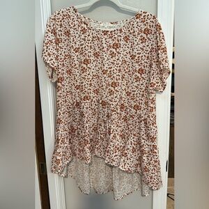 Floral Asymmetrical Hem Blouse